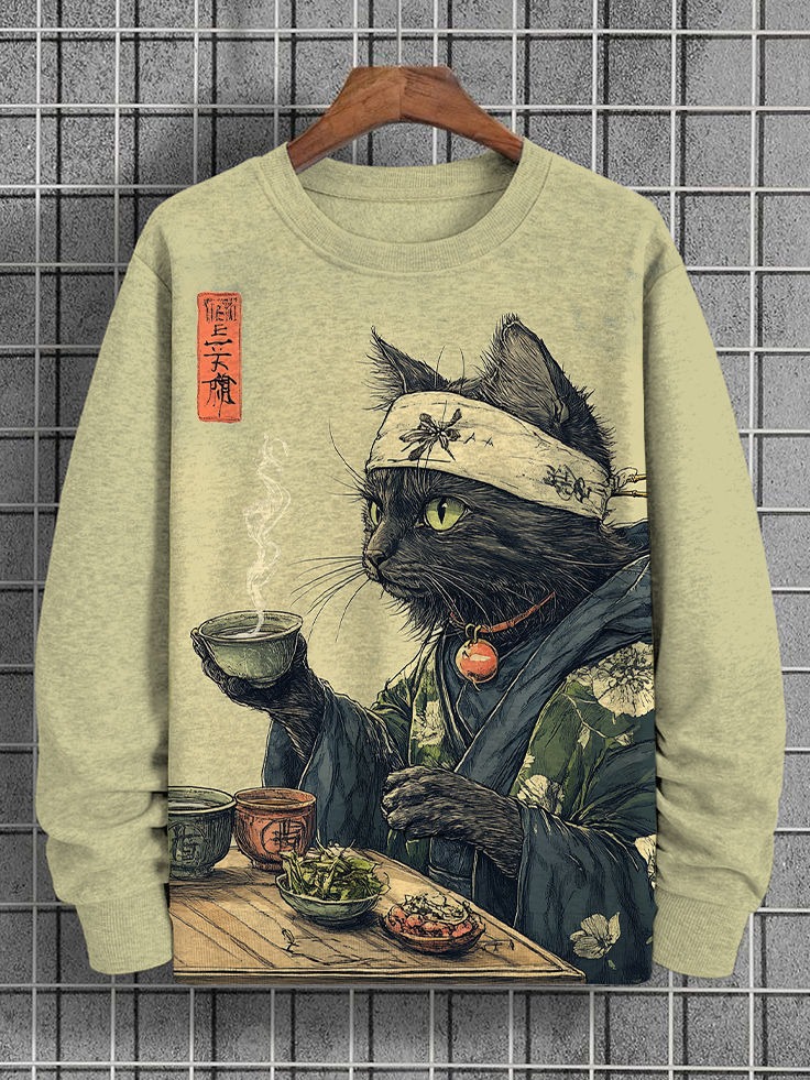 The Ukiyo-e Feline Zen Pullover