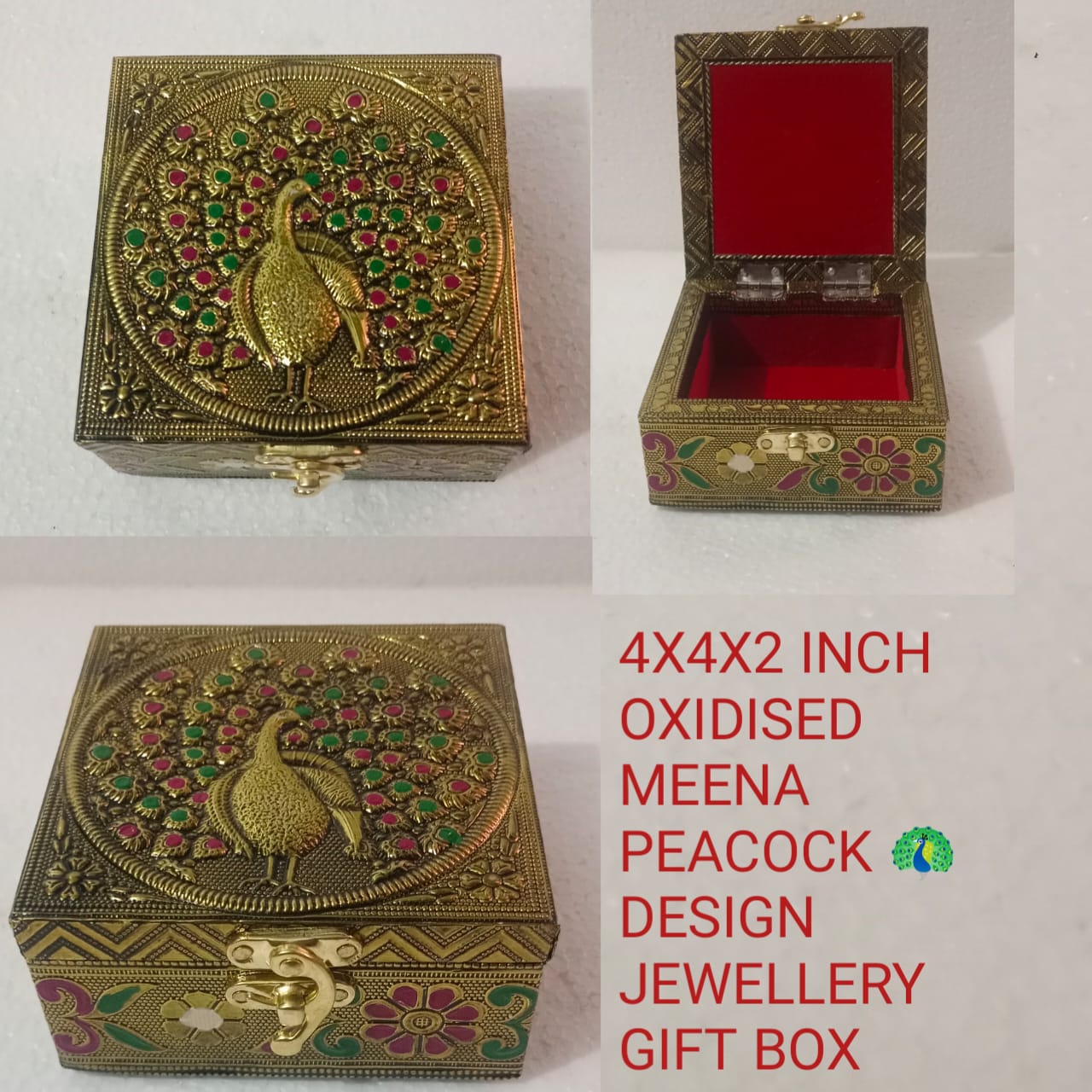 Peacock Meena Jewellery Box